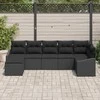 Lauko baldų komplektas Sofos komplektas su pagalve 7 pcs Juoda poliratanas