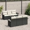 Lauko baldų komplektas Sodo Sofų Rinkinys su pagalve 7 pcs Juoda poliratanas