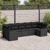 Lauko baldų komplektas Sodo Sofų Rinkinys su saugykla 7 pcs Juoda Poli ratanas