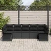 Lauko baldų komplektas Sodo Sofų Rinkinys su pagalve 7 pcs Juoda poliratanas