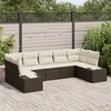 Sodo Sofų Rinkinys 7 pcs Ruda ir grietinėlė Poli ratanas