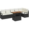 Lauko baldų komplektas Sodo Sofų Rinkinys su saugykla 7 pcs Juoda Poli ratanas