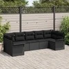 Lauko baldų komplektas Sodo Sofų Rinkinys su pagalve 7 pcs Juoda poliratanas