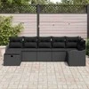 Sofos komplektas su pagalve su saugykla 7 pcs Juoda poliratanas