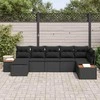 Lauko baldų komplektas Sodo Sofų Rinkinys su pagalve 7 pcs Juoda Poli ratanas