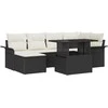 Sofa Sodo Sofų Rinkinys su pagalve 7 pcs Juoda Poli ratanas