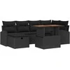 Lauko baldų komplektas Sodo Sofų Rinkinys 7 pcs Juoda poliratanas