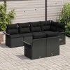 Sodo Sofų Rinkinys su pagalve 7 pcs Juoda Poli ratanas