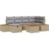 Sodo Sofų Rinkinys 7 pcs Smėlio 55 x 62 x 69 cm Poli ratanas