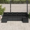 Sodo Sofų Rinkinys su pagalve 7 pcs Juoda Poli ratanas