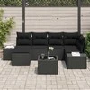 Lauko baldų komplektas Sodo Sofų Rinkinys su pagalve 6 pcs Juoda poliratanas