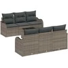 Sodo Sofų Rinkinys 7 pcs Pilka Poli Ratanas, Plienas ir Stiklas
