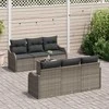 Sodo Sofų Rinkinys 7 pcs Pilka Poli Ratanas, Plienas ir Stiklas