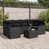 Sodo Sofų Rinkinys 7 pcs Juoda Poli ratanas, plienas ir stiklas