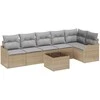 Lauko baldų komplektas Sodo Sofų Rinkinys su pagalve 7 pcs Juoda Poli ratanas