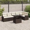 Sodo Sofų Rinkinys su pagalve 7 pcs Ruda Poli ratanas