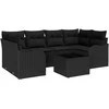Sodo Sofų Rinkinys 7 pcs Juoda Poli ratanas, plienas ir stiklas