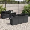 Lauko baldų komplektas Sodo Sofų Rinkinys su pagalve 7 pcs Juoda Poli ratanas