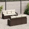 Sodo Sofų Rinkinys su pagalve 7 pcs Ruda ir grietinėlė