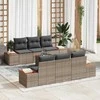 Lauko baldų komplektas Sodo Sofų Rinkinys su pagalve 7 pcs Pilka Poli ratanas