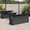 Lauko baldų komplektas Sodo Sofų Rinkinys su pagalve 7 pcs Juoda Poli ratanas