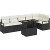 Lauko baldų komplektas Sodo Sofų Rinkinys su pagalve 7 pcs Juoda Poli ratanas