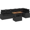 Lauko baldų komplektas Sodo Sofų Rinkinys su saugykla 7 pcs Juoda Poli ratanas