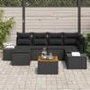 Lauko baldų komplektas Sodo Sofų Rinkinys su pagalve 7 pcs Juoda poliratanas