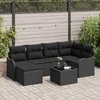 Lauko baldų komplektas Sodo Sofų Rinkinys su pagalve 7 pcs Juoda Poli ratanas