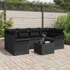Lauko baldų komplektas Sodo Sofų Rinkinys 7 pcs Juoda Poli ratanas