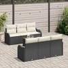 Lauko baldų komplektas Sodo Sofų Rinkinys su pagalve 7 pcs Juoda poliratanas
