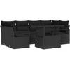 Lauko baldų komplektas Sodo Sofų Rinkinys su saugykla 7 pcs Juoda Poli ratanas