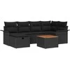 Sodo Sofų Rinkinys su pagalve 7 pcs Juoda Poli ratanas