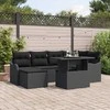 Sodo Sofų Rinkinys su pagalve 7 pcs Juoda Poli ratanas