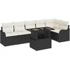 Sodo Sofų Rinkinys su pagalve 7 pcs Juoda Poli ratanas