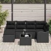 Lauko baldų komplektas Sodo Sofų Rinkinys su pagalve 7 pcs Juoda Poli ratanas