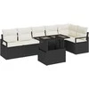 Lauko baldų komplektas Sodo Sofų Rinkinys su saugykla 7 pcs Juoda Poli ratanas