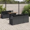 Sodo Sofų Rinkinys su pagalve 7 pcs Juoda poliratanas