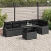 Sodo Sofų Rinkinys su pagalve 7 pcs Juoda Poli ratanas