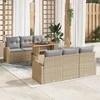 Sodo Sofų Rinkinys su saugykla 7 pcs Smėlio Poli ratanas