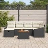 Sodo Sofų Rinkinys su pagalve 7 pcs Juoda Poli ratanas