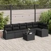 Lauko baldų komplektas Sodo Sofų Rinkinys su pagalve 7 pcs Juoda poliratanas