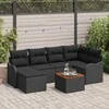 Lauko baldų komplektas Sodo Sofų Rinkinys su saugykla 7 pcs Juoda poliratanas