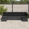 Sodo Sofų Rinkinys su pagalve 7 pcs Juoda poliratanas