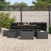 Lauko baldų komplektas Sodo Sofų Rinkinys su pagalve 7 pcs Juoda poliratanas