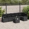 Sodo Sofų Rinkinys su pagalve 7 pcs Juoda Poli ratanas