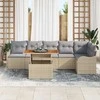Lauko baldų komplektas Sodo Sofų Rinkinys su saugykla 7 pcs Smėlio Poli ratanas