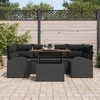Sodo Sofų Rinkinys su saugykla 7 pcs Juoda Poli ratanas