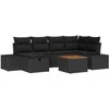 Lauko baldų komplektas Sodo Sofų Rinkinys su pagalve 7 pcs Juoda poliratanas