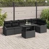 Lauko baldų komplektas Sofos komplektas su pagalve 7 pcs Juoda Poli ratanas